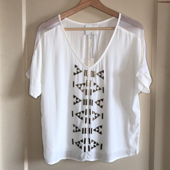 NWT Line & Dot metal accent short sleeve top - Picture 2 of 12